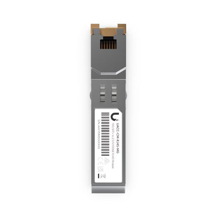 Close-up of the RJ45 port and release bale on the Ubiquiti UACC-CM-RJ45-MG module