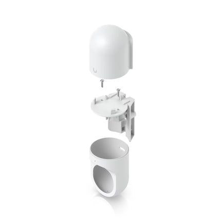 Ubiquiti UACC-FLEX-CAM-PWM-WHITE mounted on an outdoor exterior pole with UniFi Flex camera installed