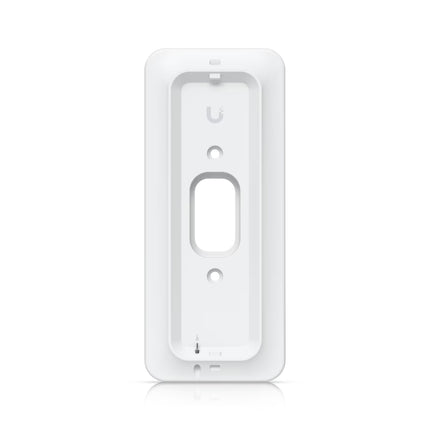 Front view of the Ubiquiti UACC-G4-Doorbell-Pro-PoE-Gang-Box gang box white mounting plate