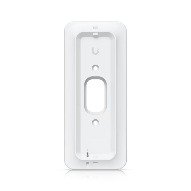 Front view of the Ubiquiti UACC-G4-Doorbell-Pro-PoE-Gang-Box gang box white mounting plate