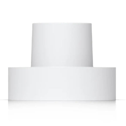 Ubiquiti UACC-G5-PTZ-PM pendant mount angled view showcasing white polycarbonate housing and G3/4-inch threaded conduit entrance.