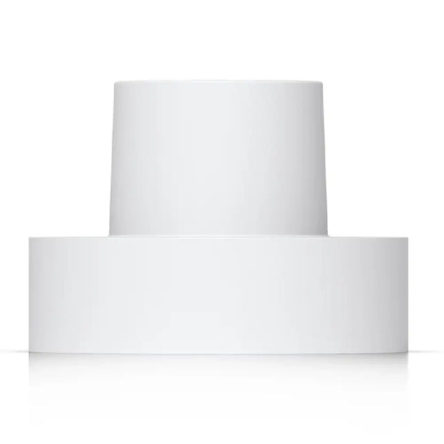Ubiquiti UACC-G5-PTZ-PM pendant mount angled view showcasing white polycarbonate housing and G3/4-inch threaded conduit entrance.