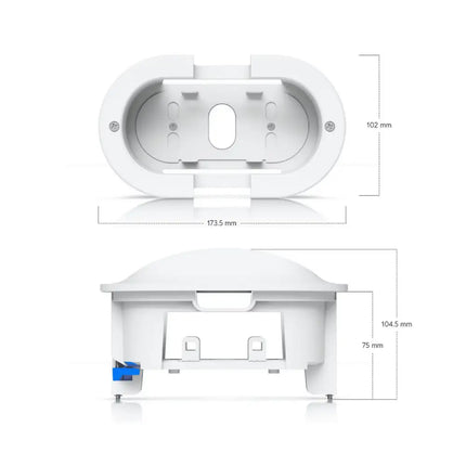 Ubiquiti UACC-G6-180-FM-W recessed ceiling mount installed with a UniFi G6 180 camera in a professional setting.