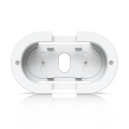 Ubiquiti UACC-G6-180-FM-W NDAA compliant white flush mount accessory viewed from the front angle.