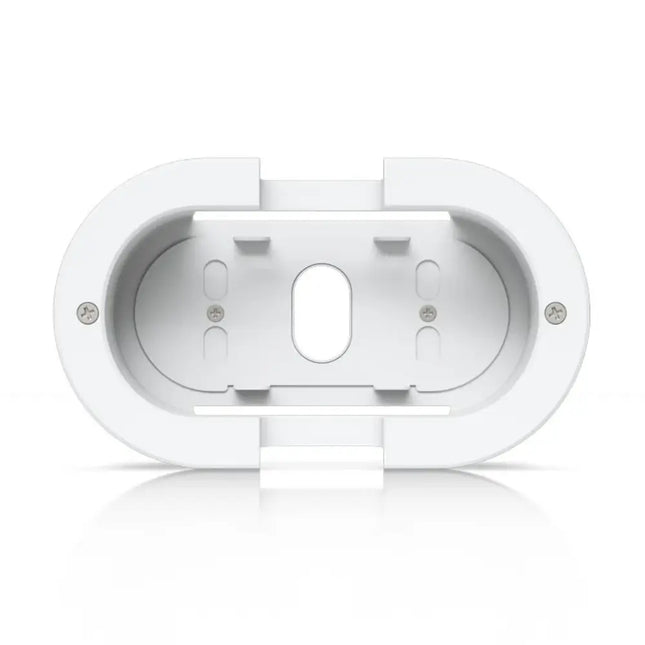 Ubiquiti UACC-G6-180-FM-W NDAA compliant white flush mount accessory viewed from the front angle.