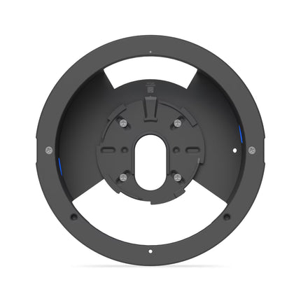 Ubiquiti UniFi G6 Dome camera installed flush into a dark ceiling using the black flush mount accessory.