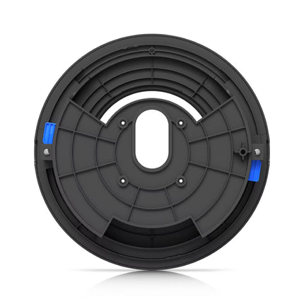 Front view of the Ubiquiti UACC-G6-Dome-FM-Black UniFi G6 Dome camera flush mount bracket in matte black.