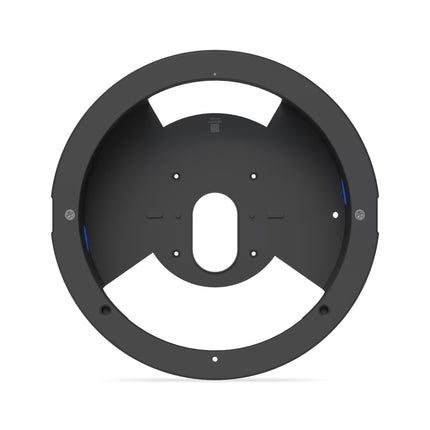 Exploded view of the mounting ring and retaining clips for the Ubiquiti G6 Dome black flush mount.
