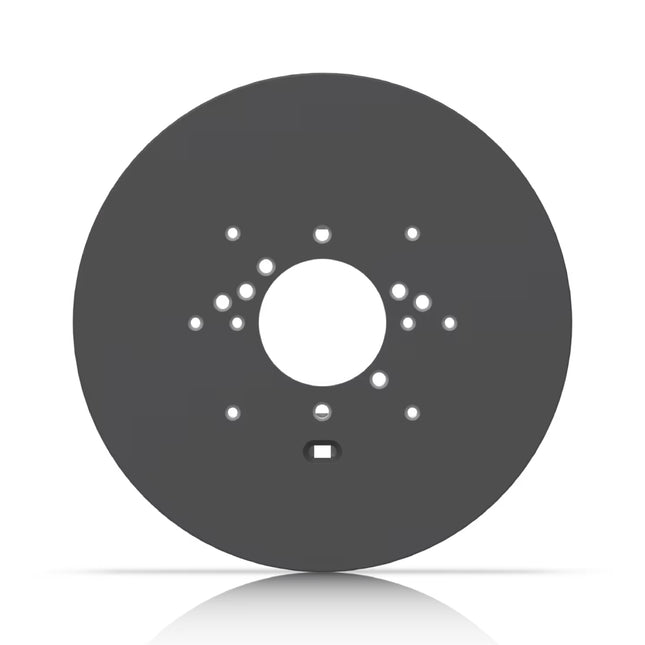 Front view of the Ubiquiti UACC-GB-Plate gang box mounting plate in black color options.