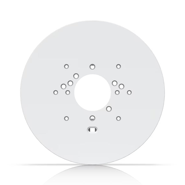 Front view of the Ubiquiti UACC-GB-Plate gang box mounting plate in white color options.