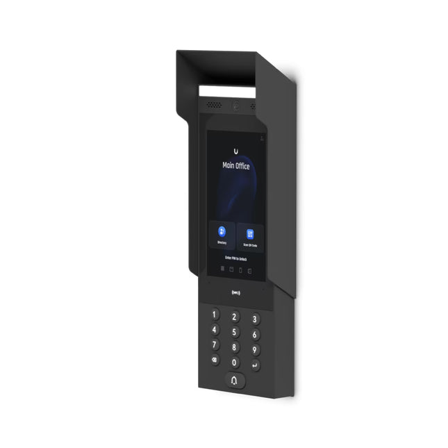 Side profile of Ubiquiti UACC-Intercom-Sunshield showing visor overhang and protective overhang profile