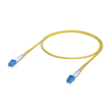 Ubiquiti UACC-OFC-S2-LULU OS2 duplex LC UPC fiber patch cable coiled yellow jacket