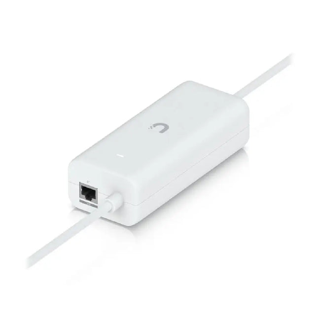 biquiti UACC-POE-PLUS-USBC PoE+ Integrated AC Adapter front profile showing compact form factor and lockable latch.
