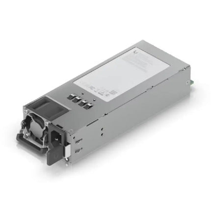 Ubiquiti UACC-PSU-12V hot-swappable power module front view showcasing C14 input connector and steel casing.