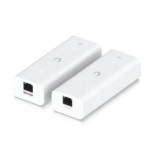 Ubiquiti UACC-Retrofit-PoE-2Wire kit showing transmitter, receiver and two 2-wire to BNC coax adapters