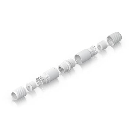Exploded assembly view of Ubiquiti UACC outdoor weatherproof RJ45 coupler components