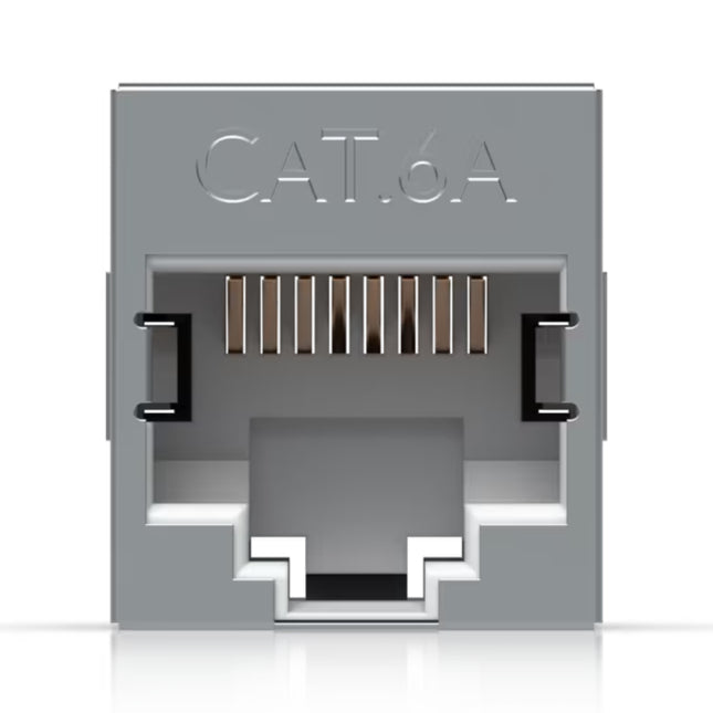 Dual female RJ45 metal shielded interfaces on Ubiquiti UACC-RJ45-Coupler-C6A