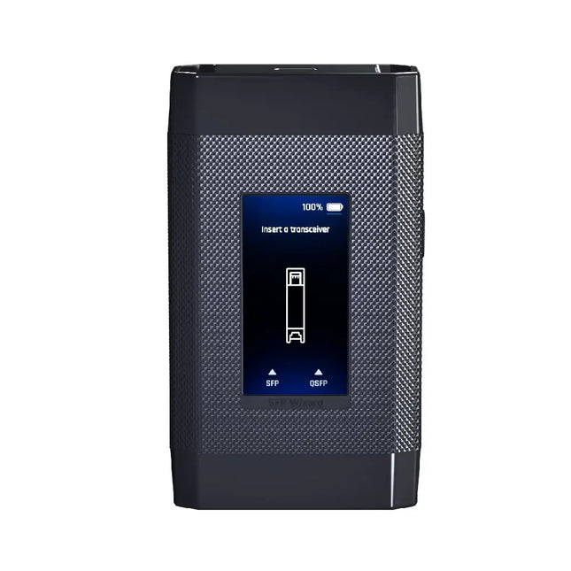 Ubiquiti UACC-SFP-Wizard optical module programmer showing touch display and compact design.