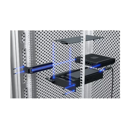 Ubiquiti UACC-UCG-Industrial-RM mounted securely in a standard 19-inch enterprise server rack