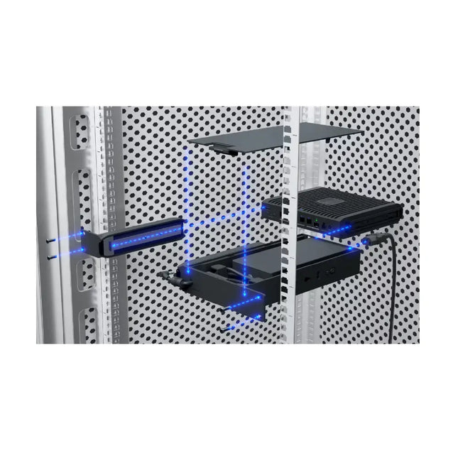 Ubiquiti UACC-UCG-Industrial-RM mounted securely in a standard 19-inch enterprise server rack