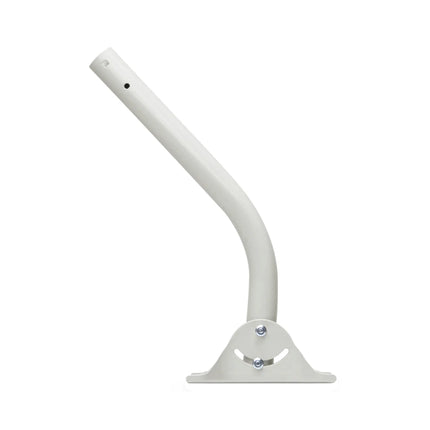 Close-up shot of the Ubiquiti universal antenna mount base showing the curved adjustment slots used for leveling and tilting the pole arm.