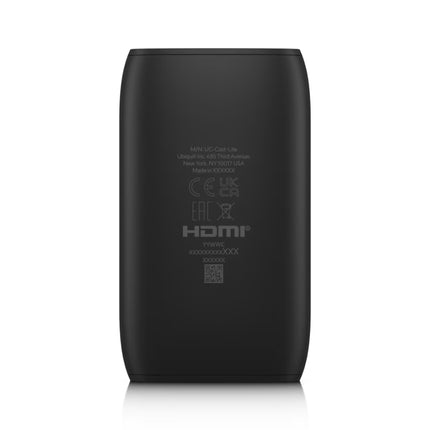 Ubiquiti UC-Cast-Lite installed behind a commercial monitor streaming UniFi Connect digital signage