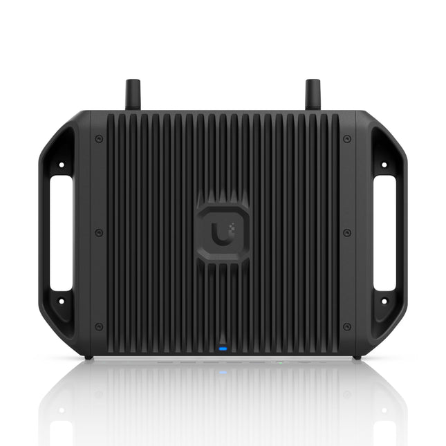 Ubiquiti UCG-Industrial UniFi Cloud Gateway front panel with multi-gigabit Ethernet and status indicators