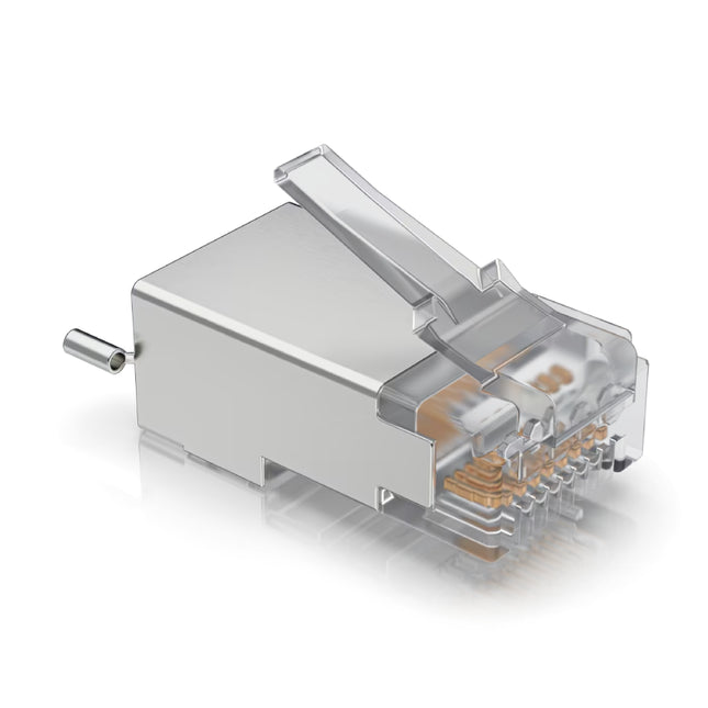 Ubiquiti UISP-Connector-SHD shielded RJ45 plug front perspective view