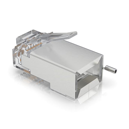 Integrated grounding wire tail and metal shielding on Ubiquiti UISP connector