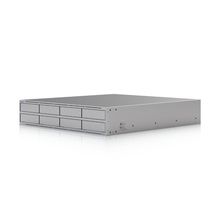 Ubiquiti UNAS-Pro-8 8-bay rackmount network attached storage front panel view with drive caddies