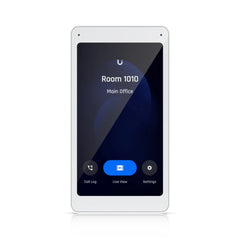 Front profile view of the Ubiquiti UniFi Access Intercom Viewer display monitor, featuring its 5-inch premium glass and polycarbonate portrait touchscreen interface.