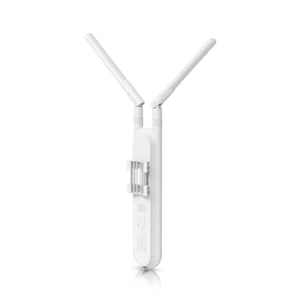 Included wall and pole mounting bracket options alongside the slim form-factor UniFi AC Mesh radio body.