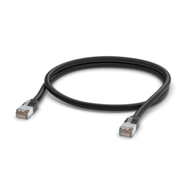 Ubiquiti UniFi outdoor weatherproof Cat5e ethernet patch cable shown in black color options.