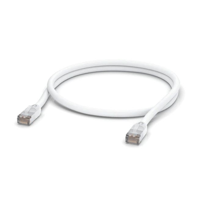 Ubiquiti UniFi outdoor weatherproof Cat5e ethernet patch cable shown in white color options.