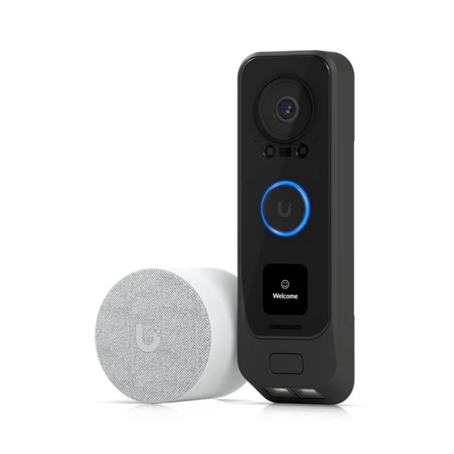 Ubiquiti UniFi Protect G4 Doorbell Pro PoE Kit in white including the smart video doorbell and PoE chime