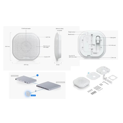 Ubiquiti UniFi Protect UP-Siren-PoE installed outdoors under weather-resistant IP56 deployment.