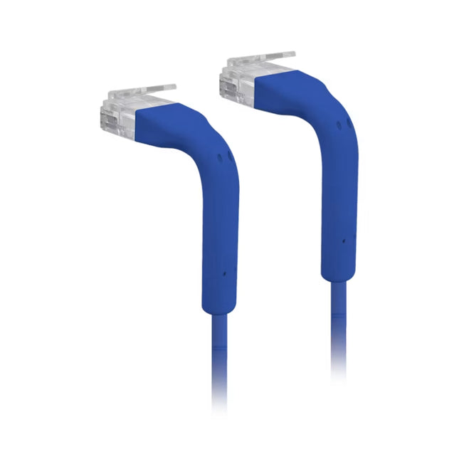 Ubiquiti UniFi ultra-thin Cat6 RJ45 patch cables displayed in white, blue, and black color options.