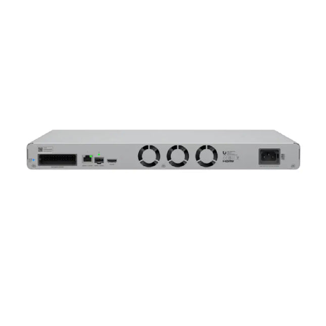 Rear panel layout of the Ubiquiti UNVR-G2 featuring 10G SFP+ and HDMI output ports