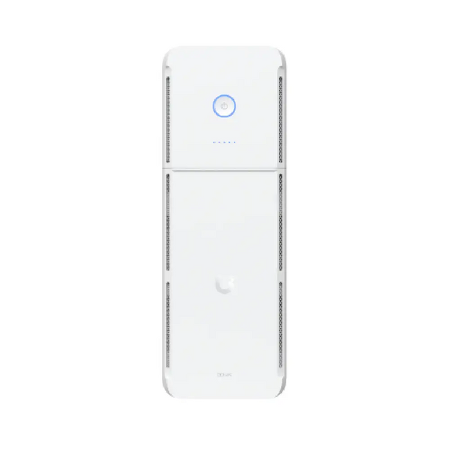 Ubiquiti UPS Tower 1kVA Uninterruptible Power Supply front angle view showing LED indicators.