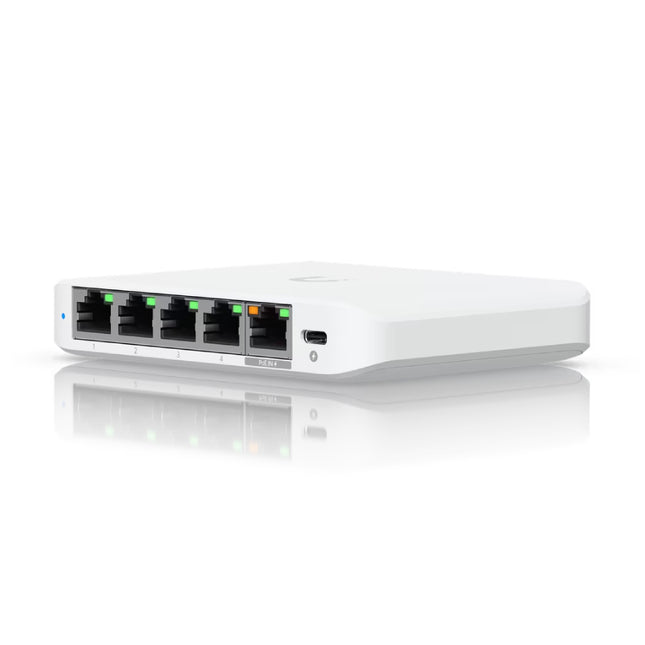 Ubiquiti USW-Flex-2.5G-5 5-port 2.5GbE switch front perspective view