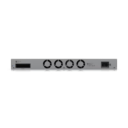 Ubiquiti USW-Pro-Max-48-PoE installed in a standard 19-inch enterprise server rack.