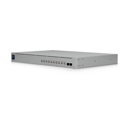UniFi Pro XG 10 PoE showing ten PoE+++ RJ45 ports and dual 10G SFP+ uplinks