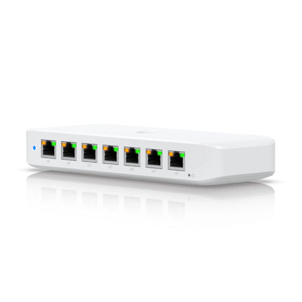 Front view of the Ubiquiti USW-Ultra-210W 8-port GbE PoE+ switch