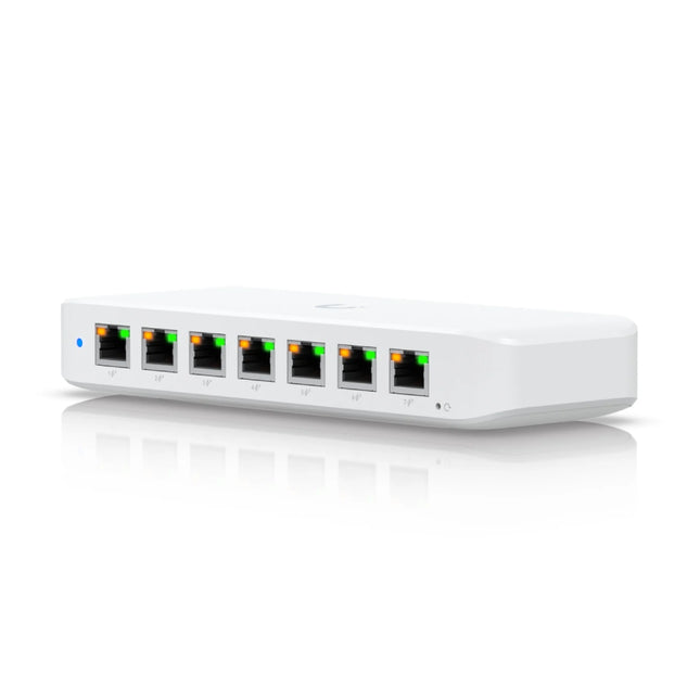 Front view of the Ubiquiti USW-Ultra-210W 8-port GbE PoE+ switch