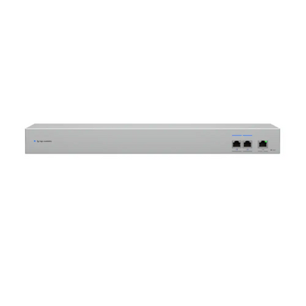 Front-facing view of the Ubiquiti USW-WAN-RJ45 10G managed rackmount switch showing RJ45 ports.
