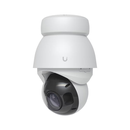 Ubiquiti UVC-AI-PTZ-Precision UniFi Protect AI PTZ Precision White camera front view with optical lens assembly