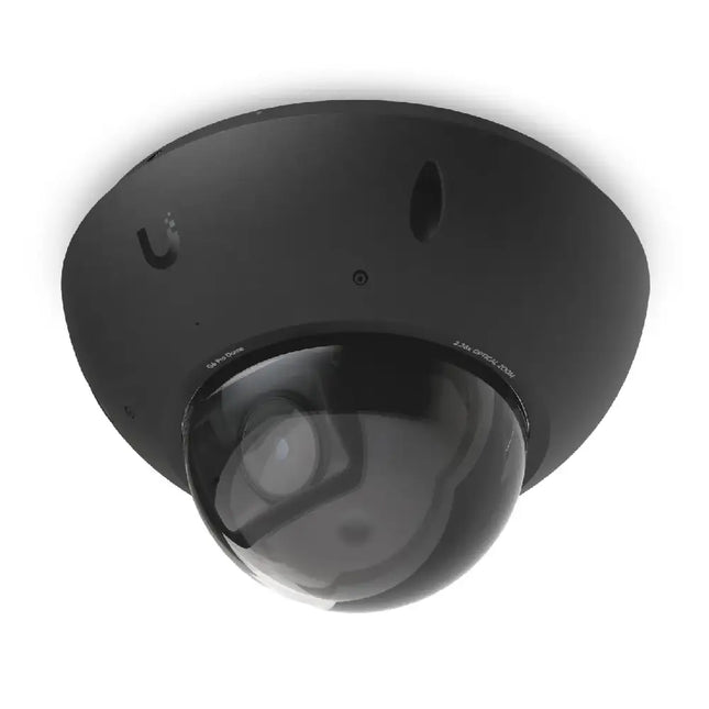 Close-up view of the Ubiquiti UVC-G6-Pro-Dome optical lens and adaptive IR night vision array.