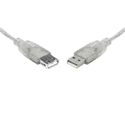 8Ware USB 2.0 Extension Cable 0.25m 25cm A to A Male to Female Transparent Metal Sheath Cable - CCTV Guru