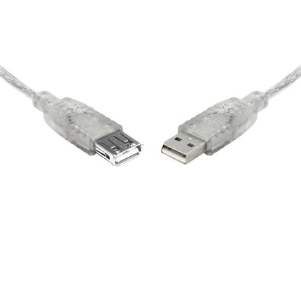 8Ware USB 2.0 Extension Cable 1m A to A Male to Female Transparent Metal Sheath Cable - CCTV Guru