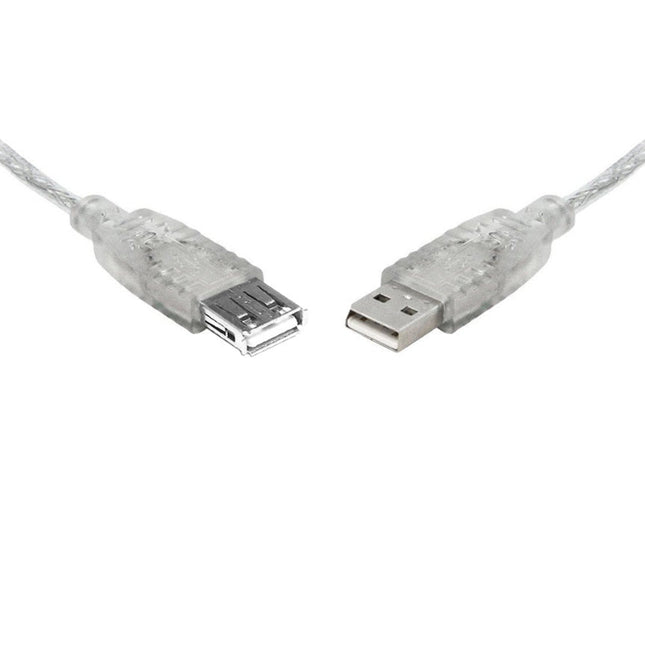 8Ware USB 2.0 Extension Cable 2m A to A Male to Female Transparent Metal Sheath Cable - CCTV Guru